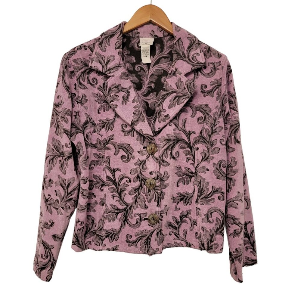CMC Jacket Color Me Cotton USA Pale‎ Purple Floral Print Soft Tapestry Blazer